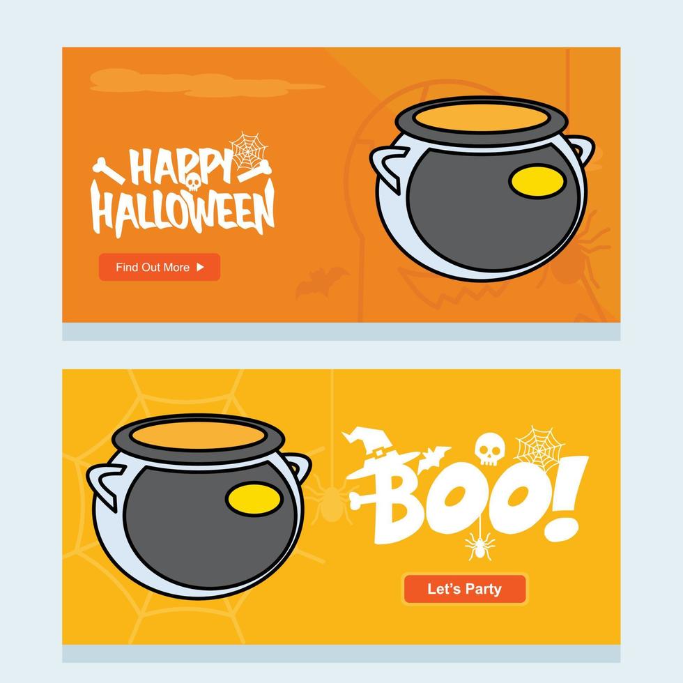 diseño de invitación de halloween feliz con vector de olla