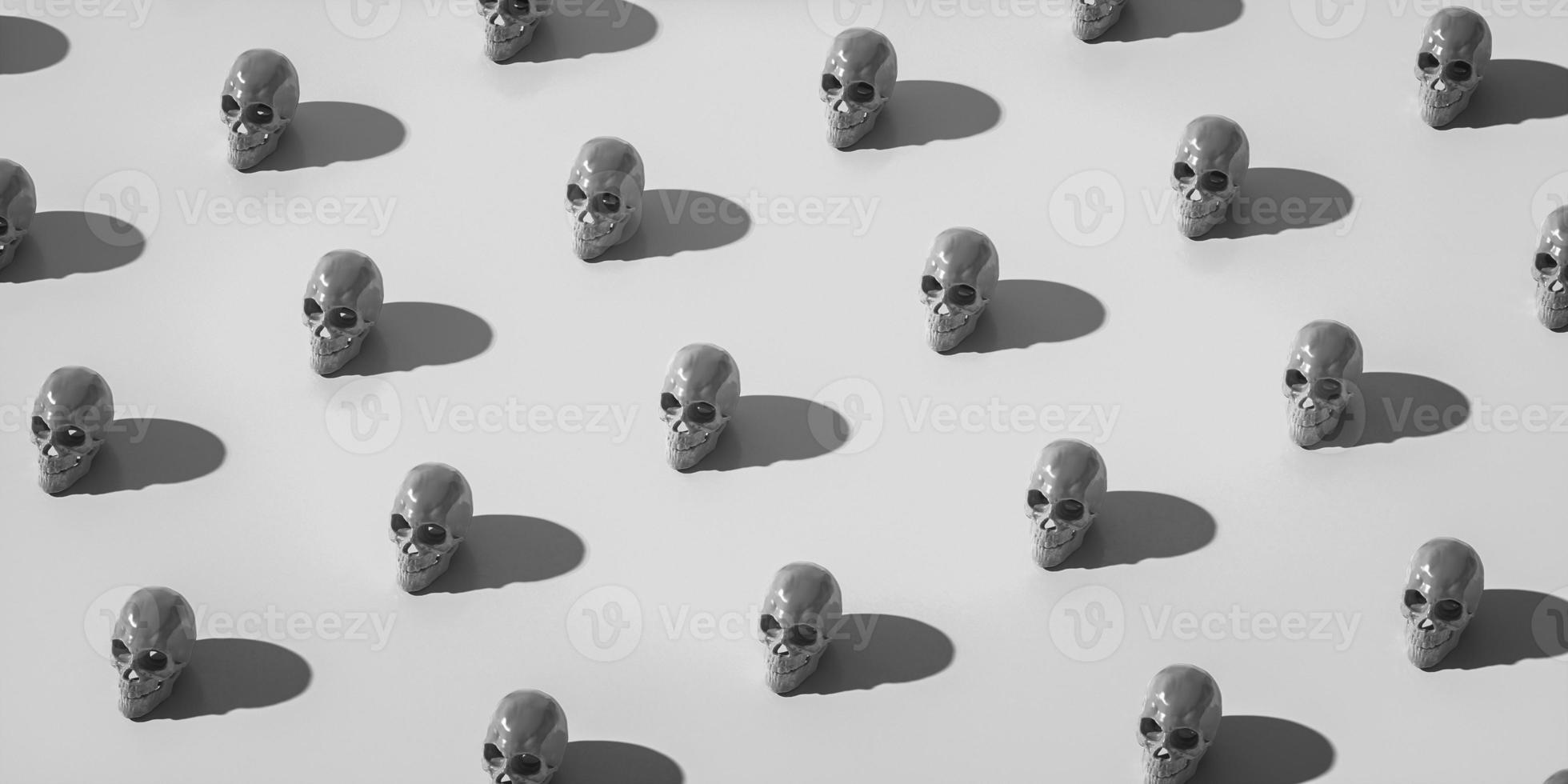 Seamless pattern of grey skulls. 3d render background photo