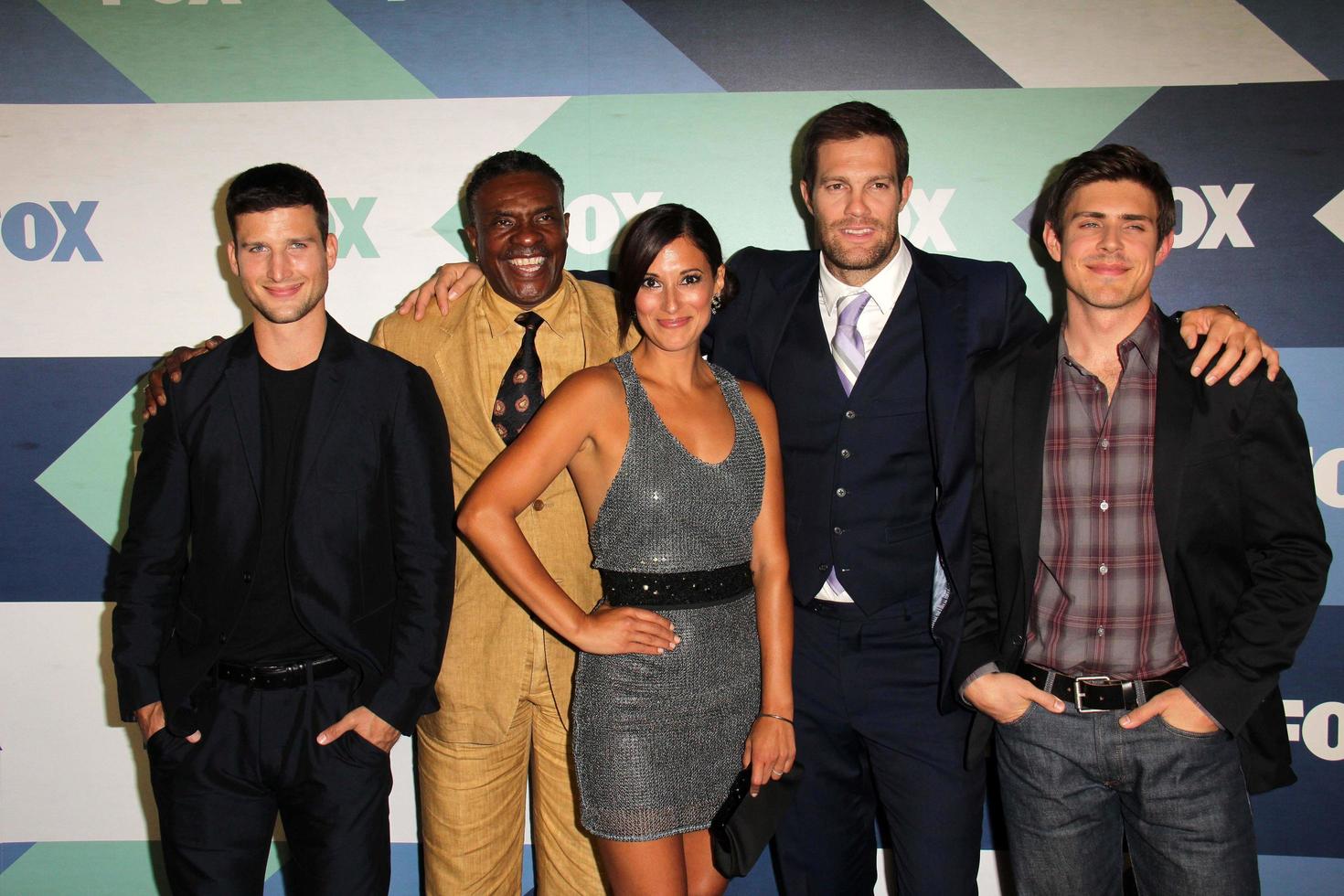 SLOS ANGELES, AUG 1 - Parker Young, Keith David, Angelique Cabral, Geoff Stults, Chris Lowell arrives at the Fox All-Star Summer 2013 TCA Party at the SoHo House on August 1, 2013 in West Hollywood, CA photo