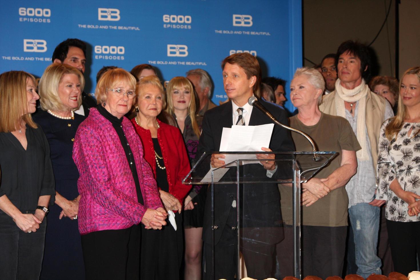LOS ANGELES, FEB 7 - Kathryn Joosten, with Bold and Beautiful Cast, Brad Bell at the 6000th Show Celebration at The Bold and The Beautiful at CBS Television City on February 7, 2011 in Los Angeles, CA photo