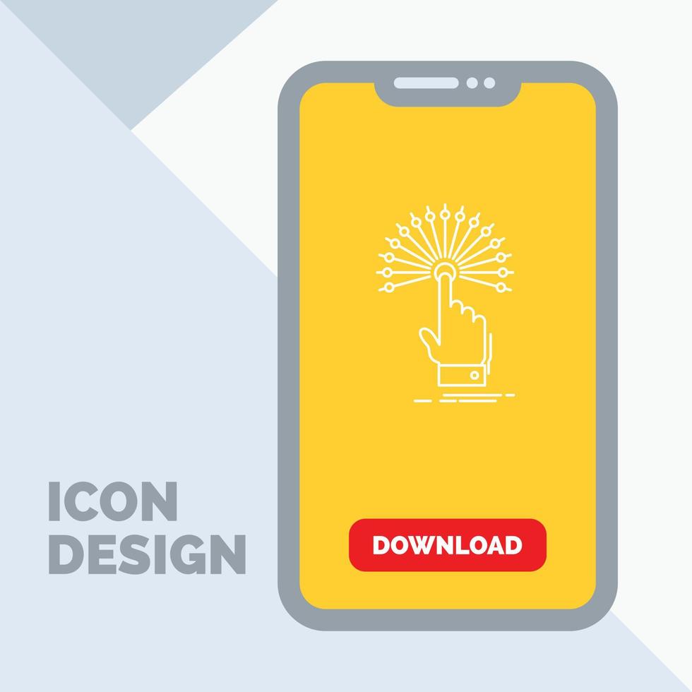 reach. Touch. destination. digital. analytic Line Icon in Mobile for Download Page vector