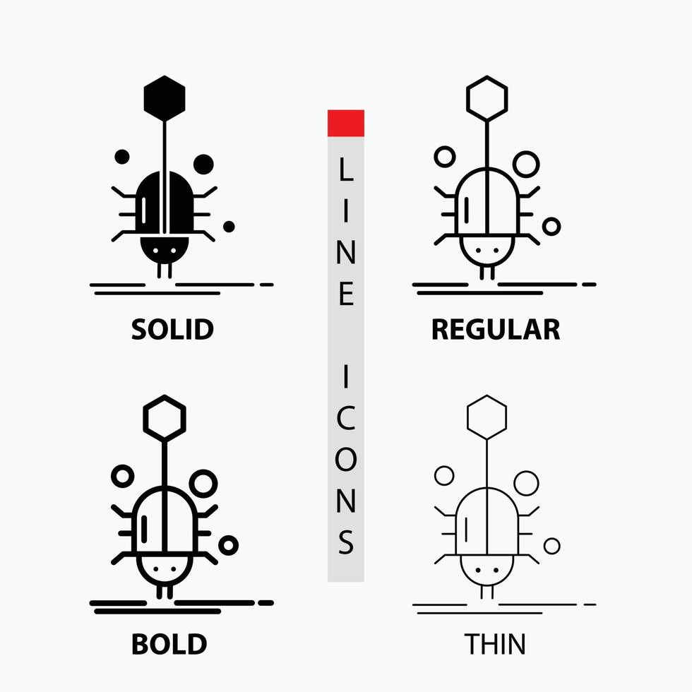 Bug. insect. spider. virus. web Icon in Thin. Regular. Bold Line and Glyph Style. Vector illustration