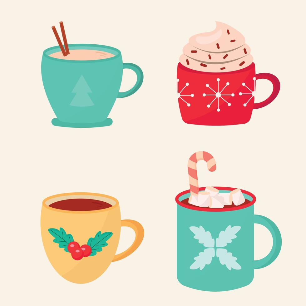 tazas de dulces de invierno de navidad. ilustración vectorial vector