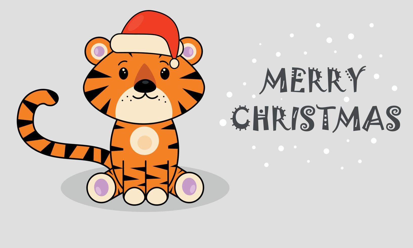 Tiger. Merry Christmas. Happy New Year. vector