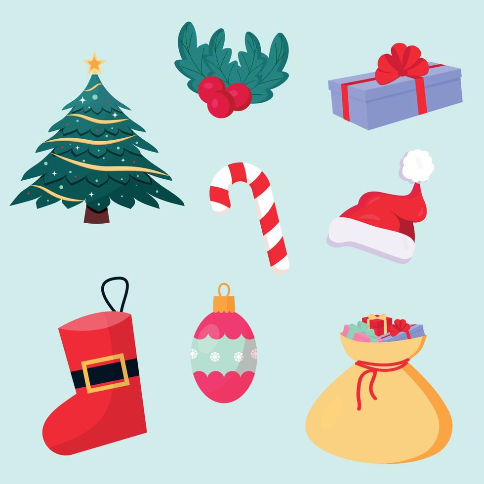 conjunto de elementos navideños festivos. ilustración vectorial vector