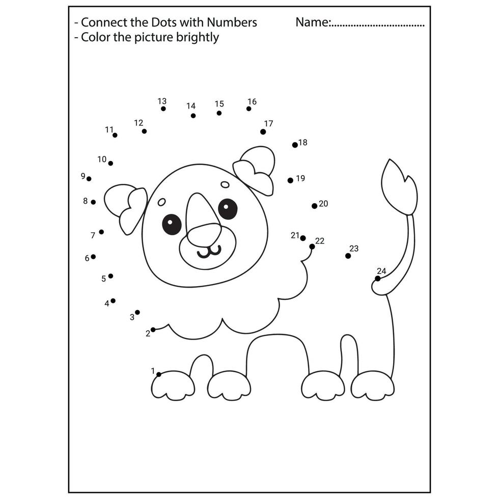 Cute Animals Dot To Dot Activity Pages For Kids vector