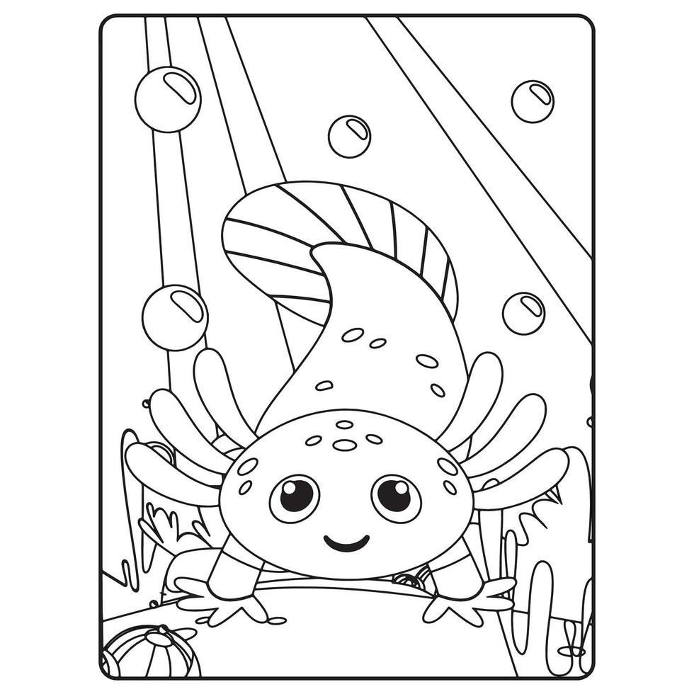 Axolotl Coloring Book Pages For Kids vector