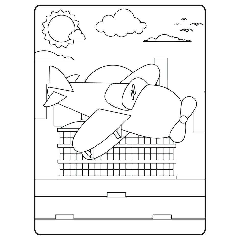 Airplane Coloring Book Pages For Kids vector