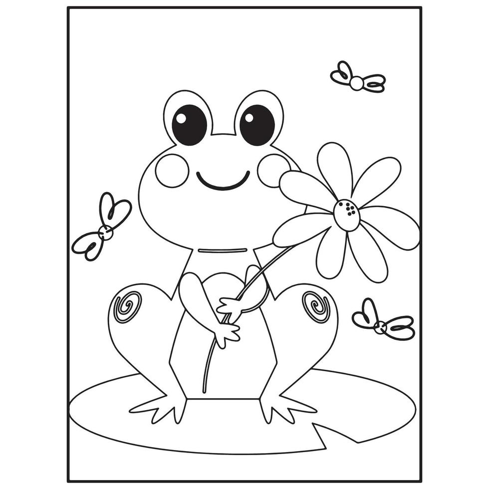 Cute Frog Coloring Pages For Kids vector