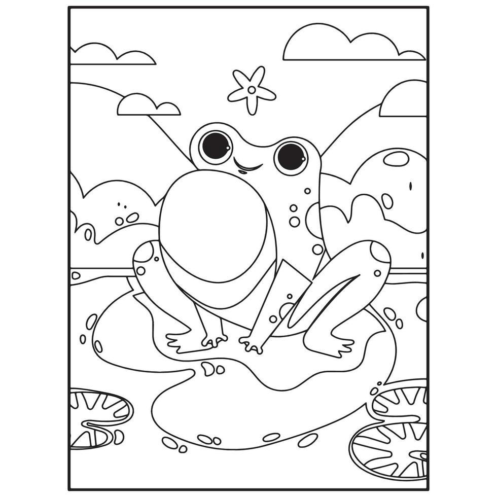 Cute Frog Coloring Pages For Kids vector