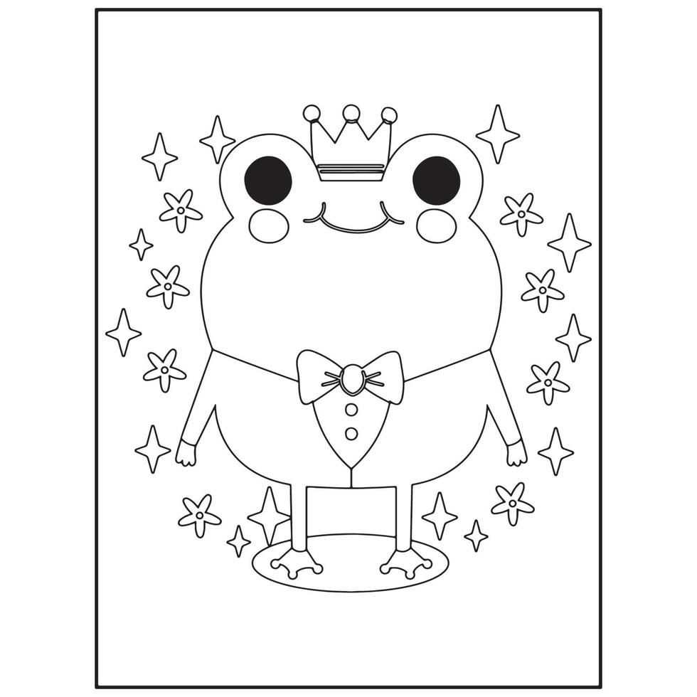 Cute Frog Coloring Pages For Kids vector