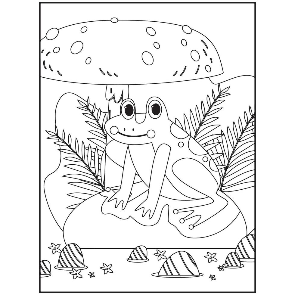 Cute Frog Coloring Pages For Kids vector