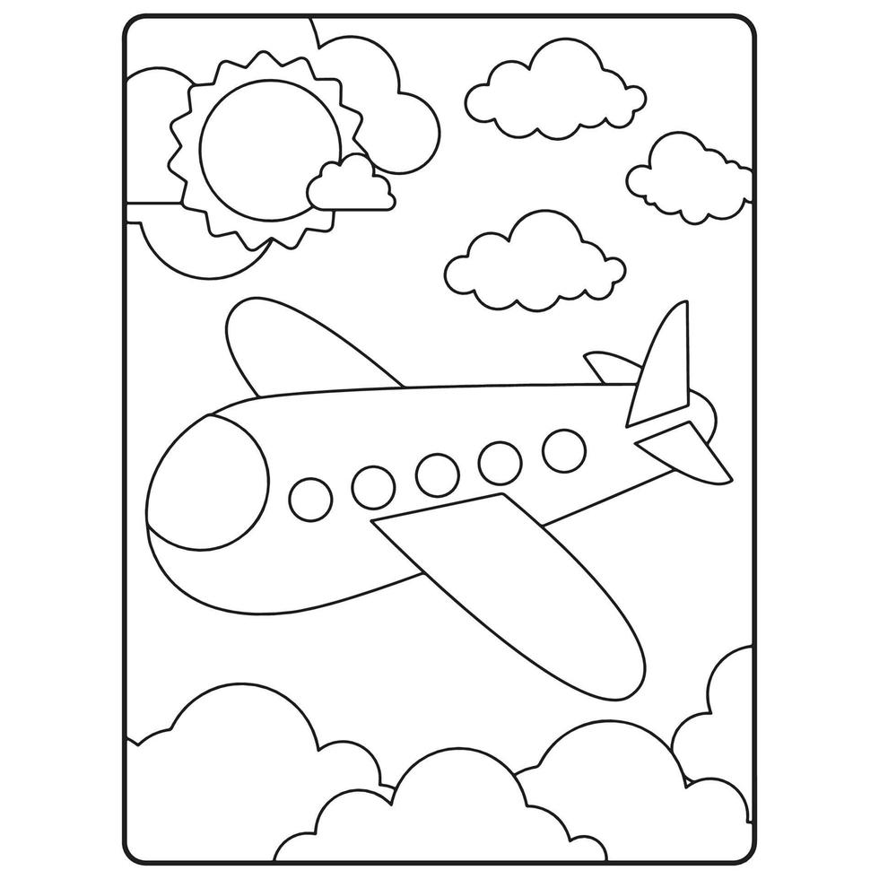 Airplane Coloring Book Pages For Kids vector