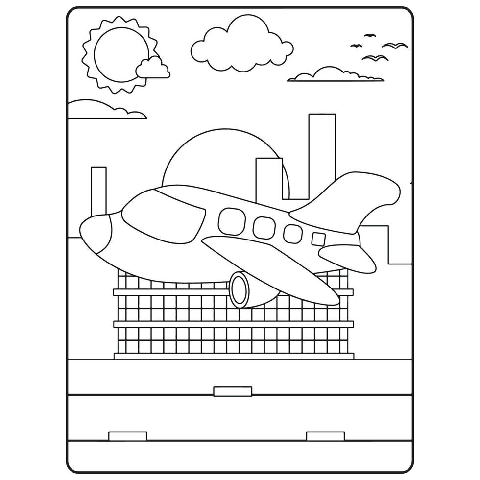 Airplane Coloring Book Pages For Kids vector