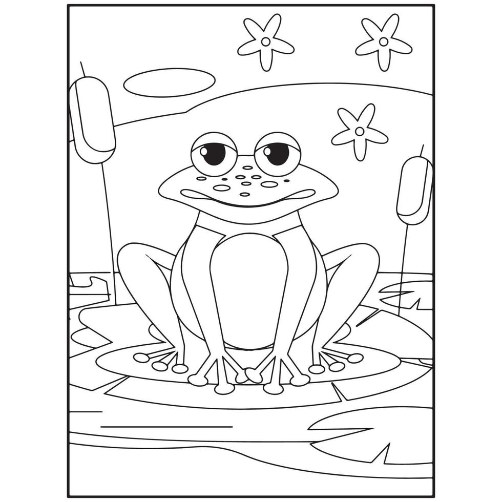 Cute Frog Coloring Pages For Kids vector