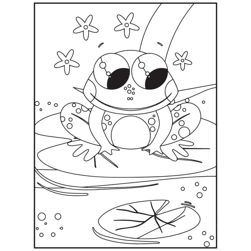 Cute Frog Coloring Pages For Kids vector