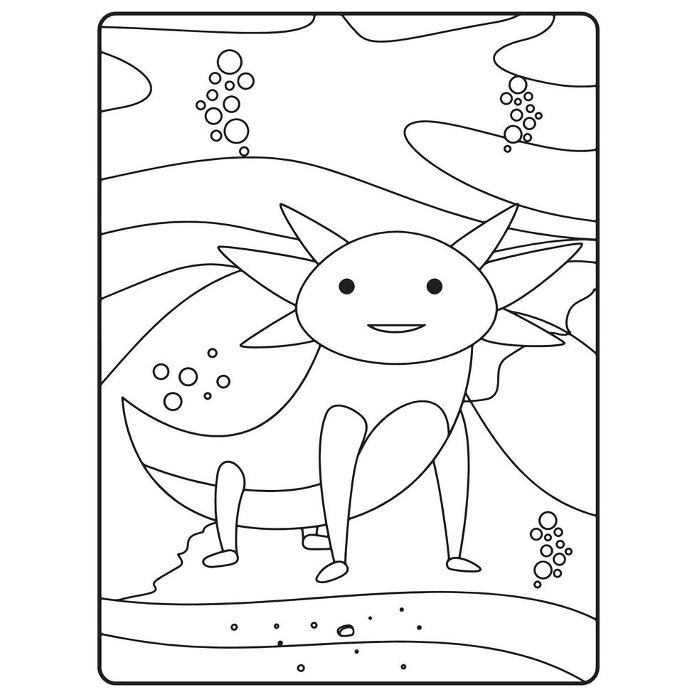 Axolotl Coloring Book Pages For Kids vector