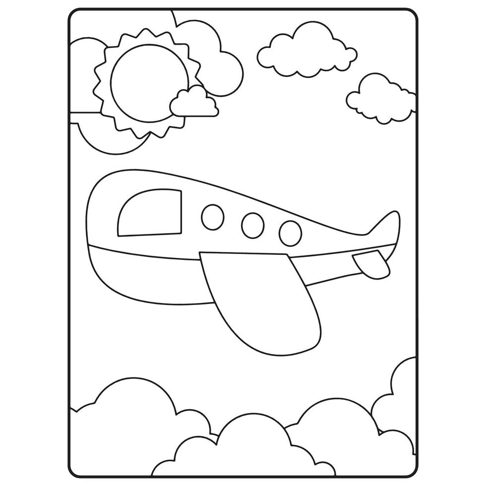 Airplane Coloring Book Pages For Kids vector