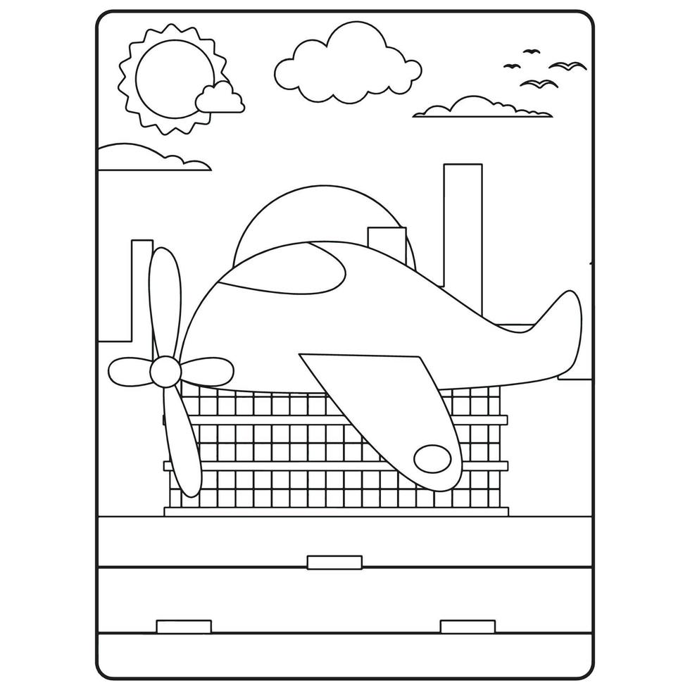 Airplane Coloring Book Pages For Kids vector