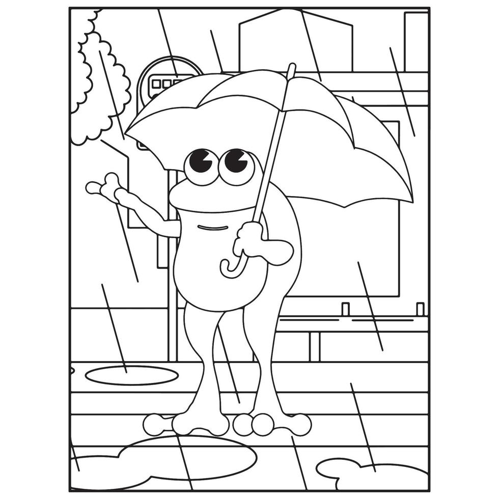 Cute Frog Coloring Pages For Kids vector