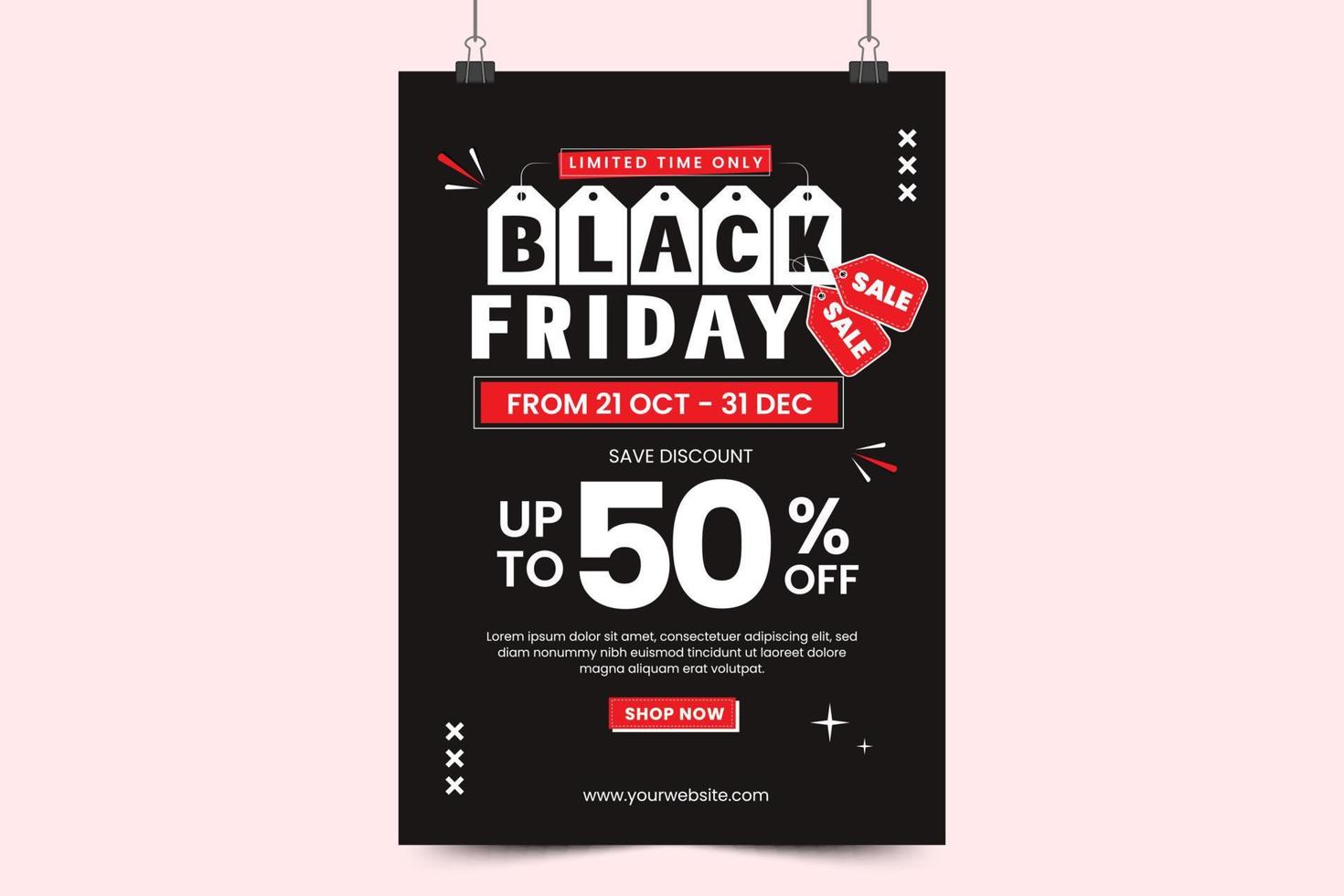 Black Friday sale poster or flyer design template vector