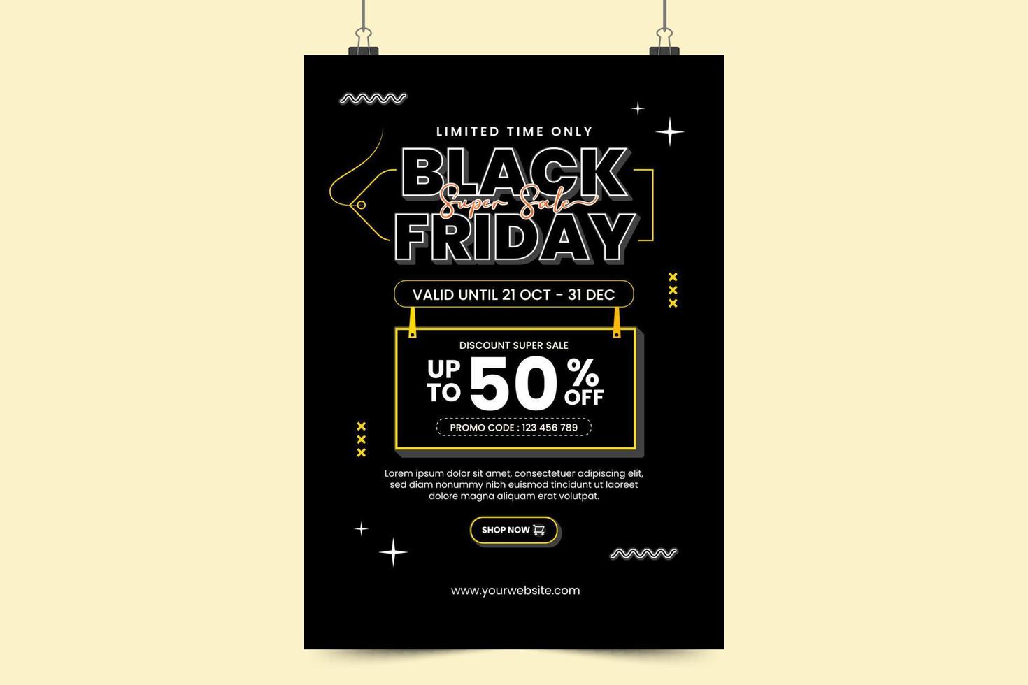 Black Friday sale poster or flyer design template vector