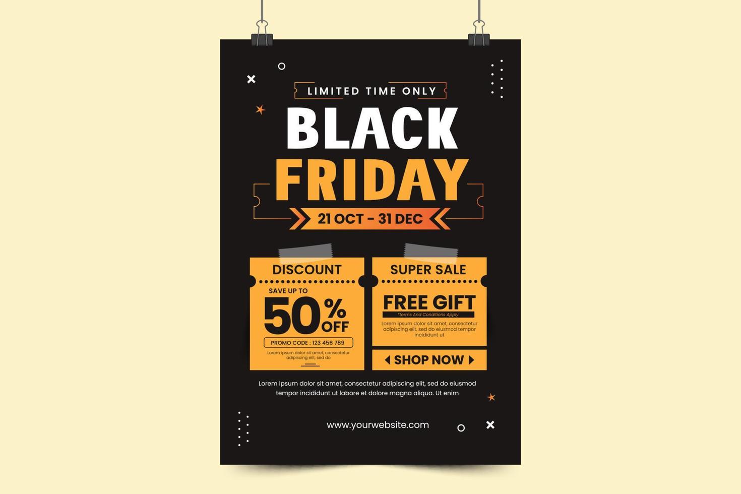 Black Friday sale poster or flyer design template vector