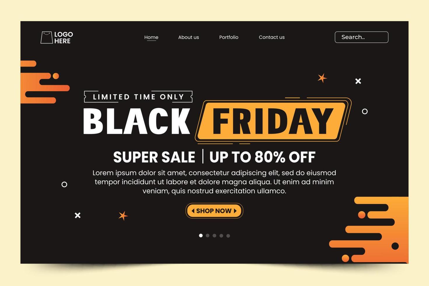 Black Friday Sale Landing Page Design Template vector