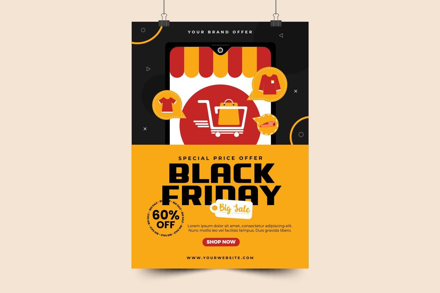 Black Friday sale poster or flyer design template vector