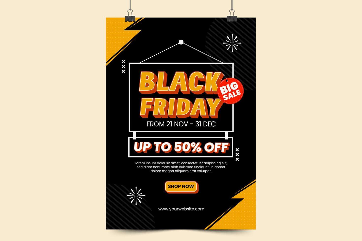 Black Friday sale poster or flyer design template vector