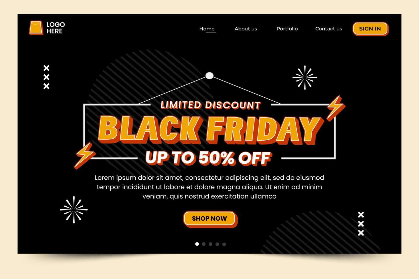 Black Friday Sale Landing Page Design Template vector