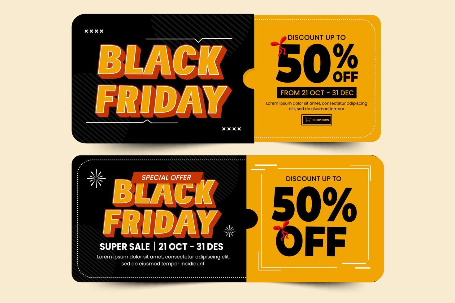 Black Friday Sale Voucher or Coupon Design Template vector