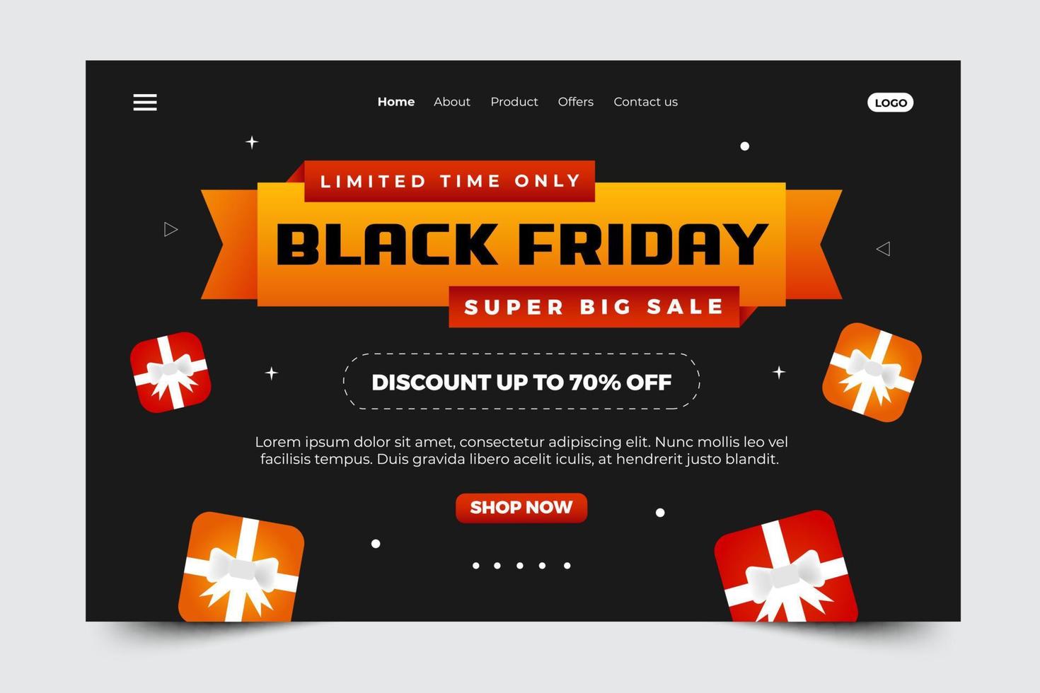 Black Friday Sale Landing Page Design Template vector