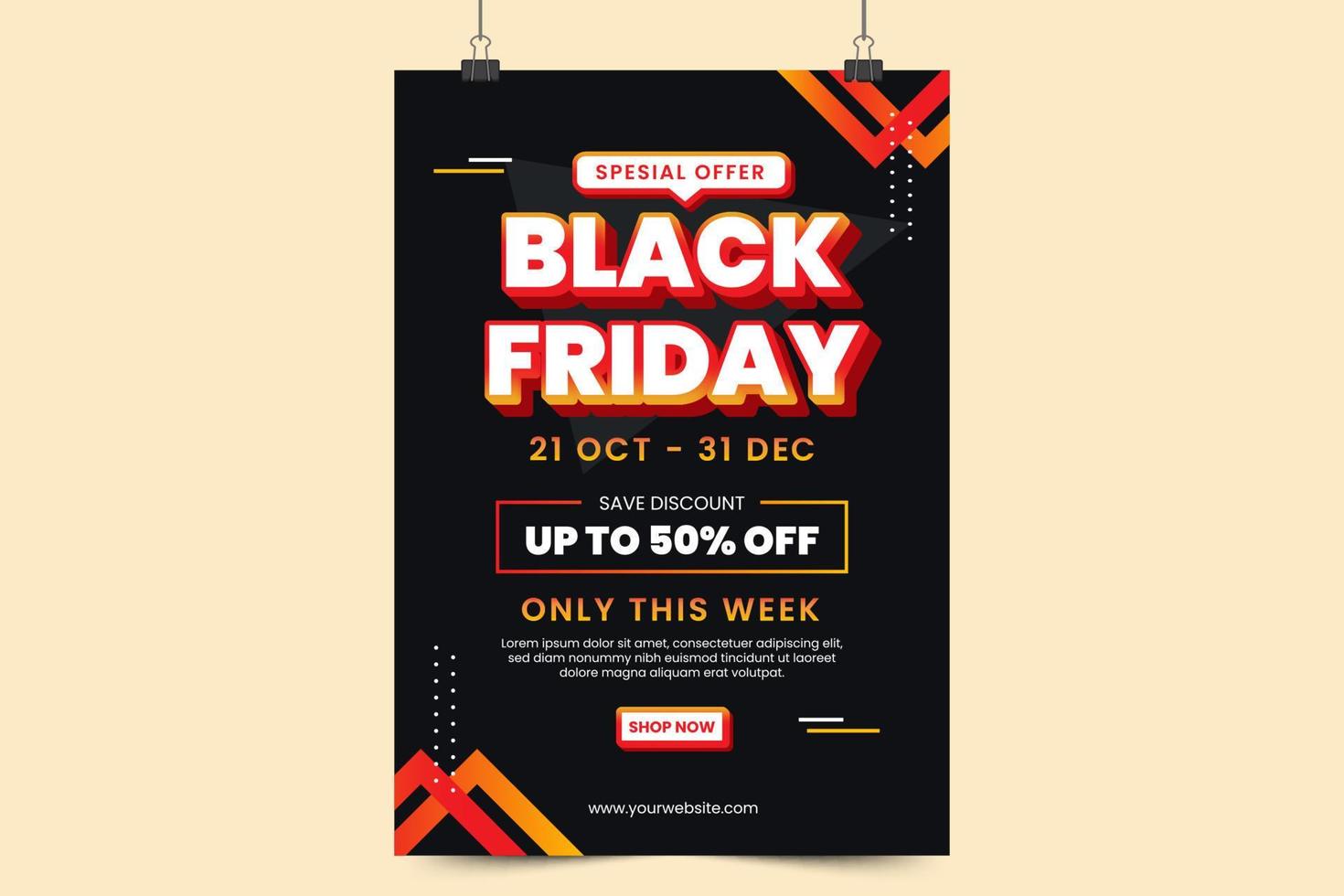 Black Friday sale poster or flyer design template vector