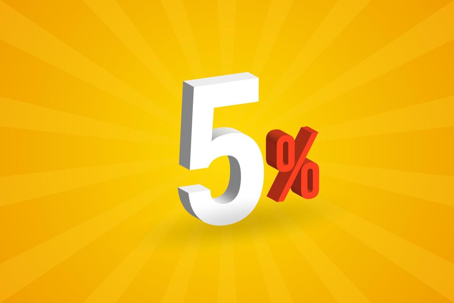 5 discount 3D text for sells and promotion. vector