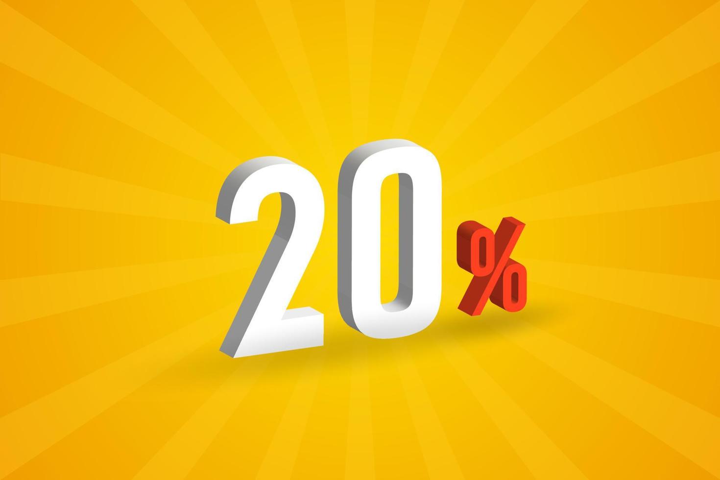 20 discount 3D text for sells and promotion. vector