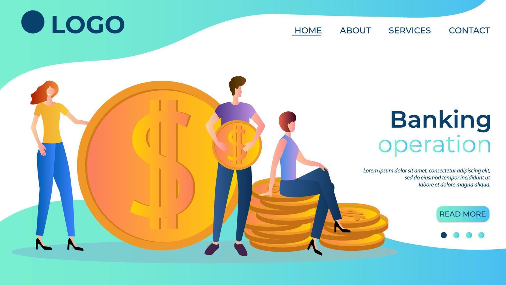 Banking.Exchange of currency.Financial support.Concept of financial activity.Financial control.The template of the landing page.Flat vector illustration.