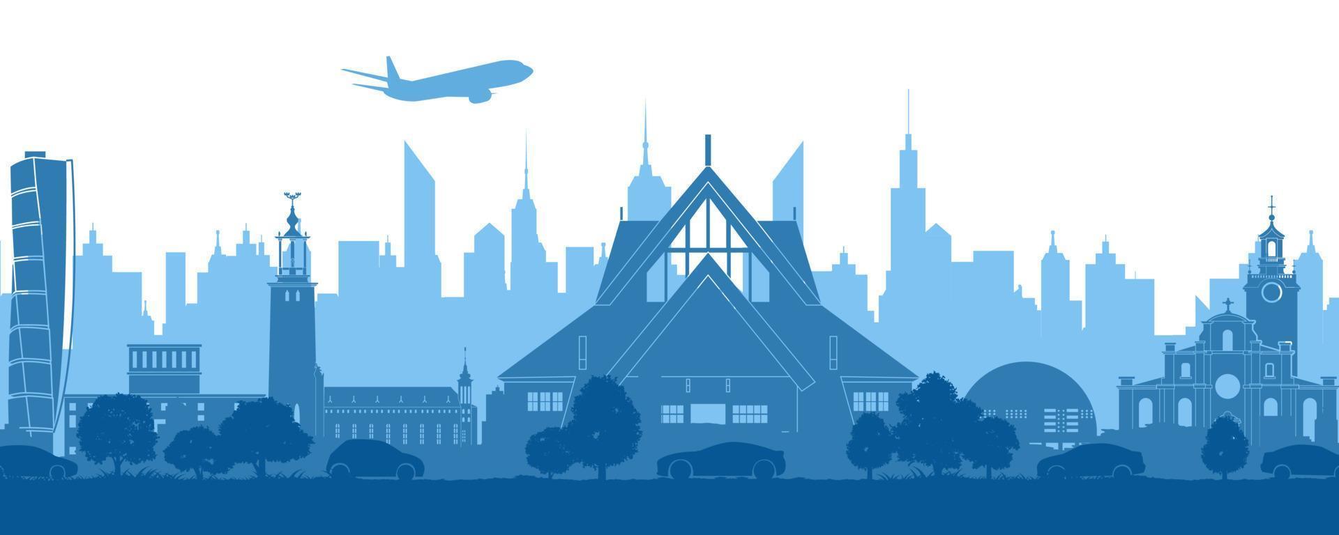 Sweden famous landmarks by silhouette style vector