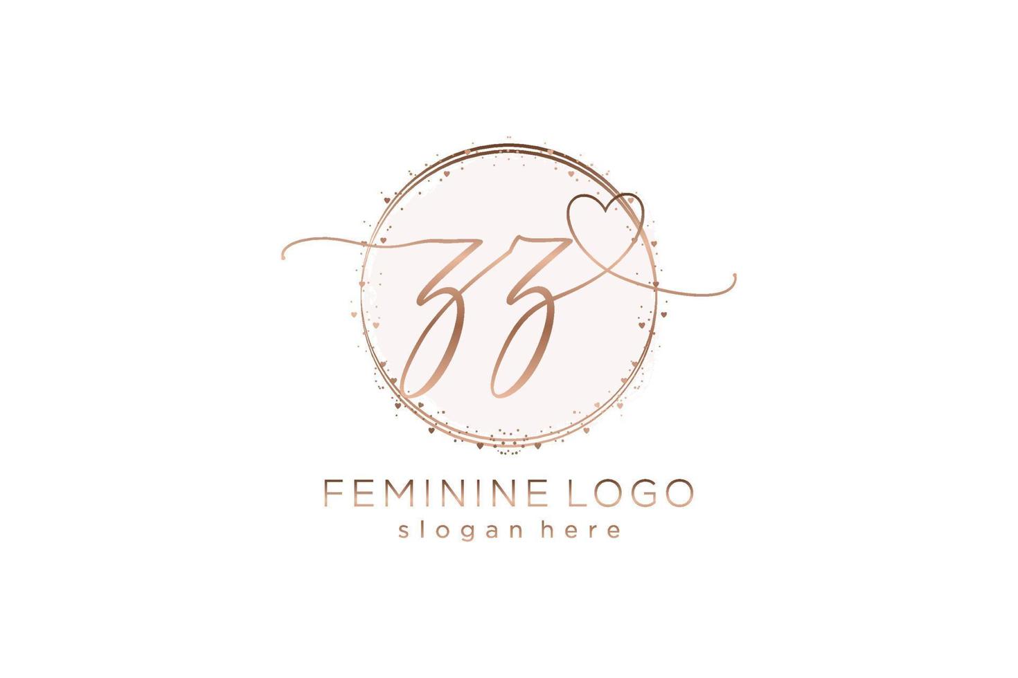 Initial ZZ handwriting logo with circle template vector logo of initial wedding, fashion, floral and botanical with creative template.