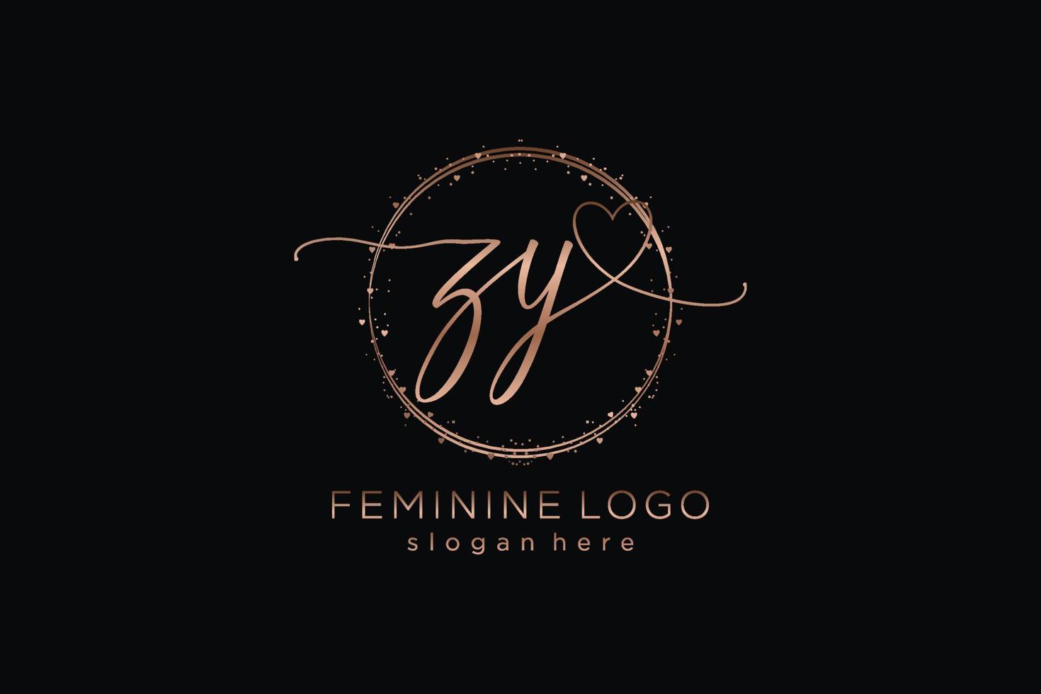 Initial ZY handwriting logo with circle template vector logo of initial wedding, fashion, floral and botanical with creative template.
