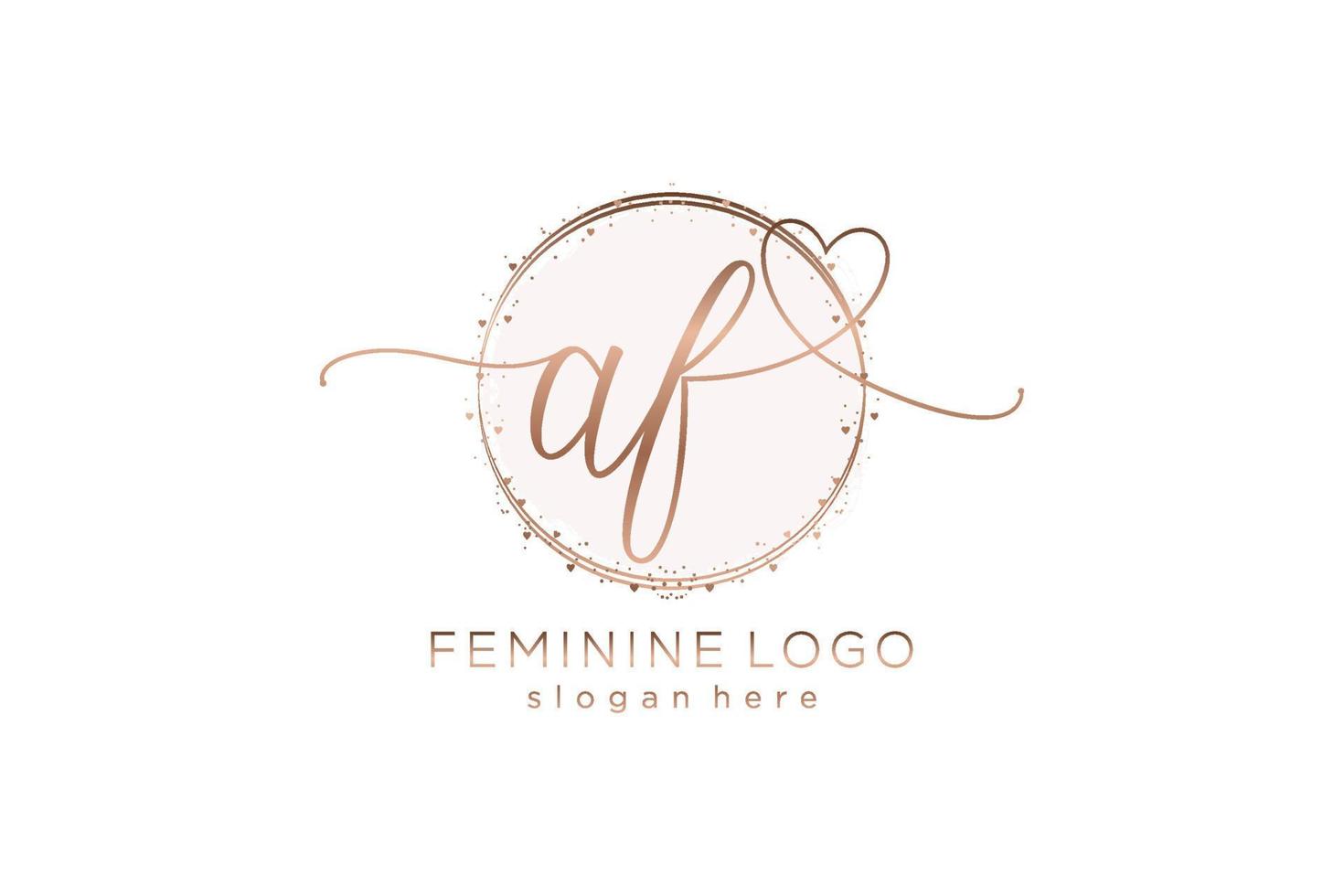 Initial AF handwriting logo with circle template vector logo of initial wedding, fashion, floral and botanical with creative template.