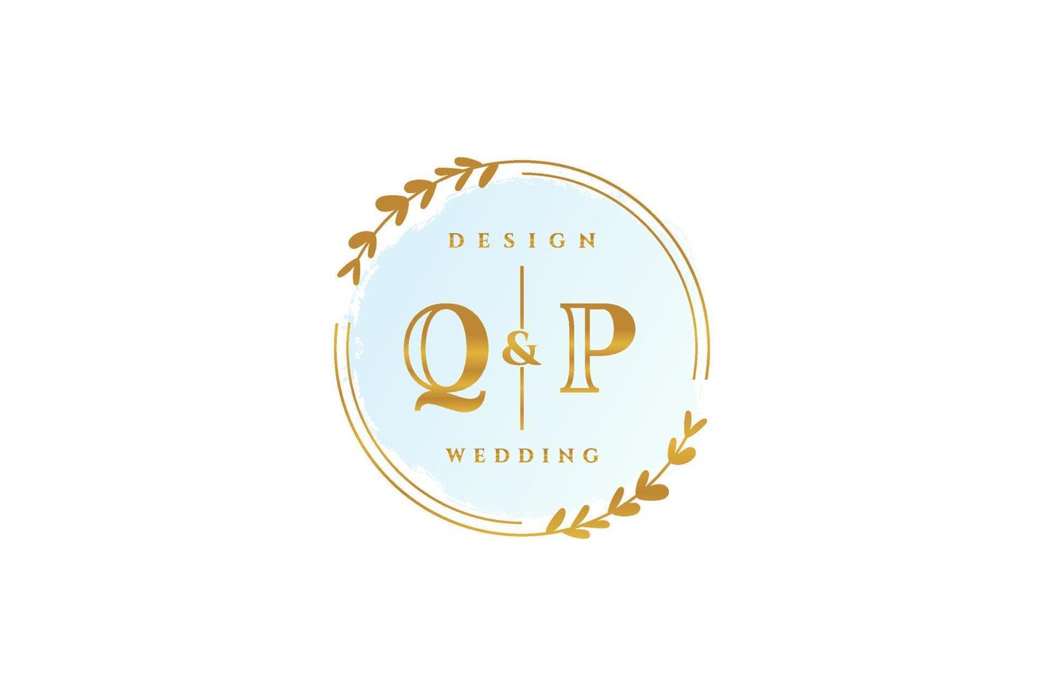Initial QP beauty monogram and elegant logo design handwriting logo of initial signature, wedding, fashion, floral and botanical with creative template. vector