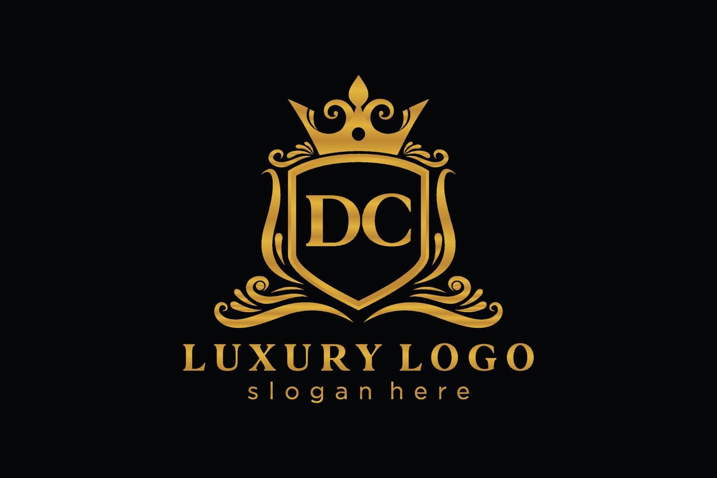 plantilla de logotipo de lujo real de letra dc inicial en arte vectorial para restaurante, realeza, boutique, cafetería, hotel, heráldica, joyería, moda y otras ilustraciones vectoriales. vector