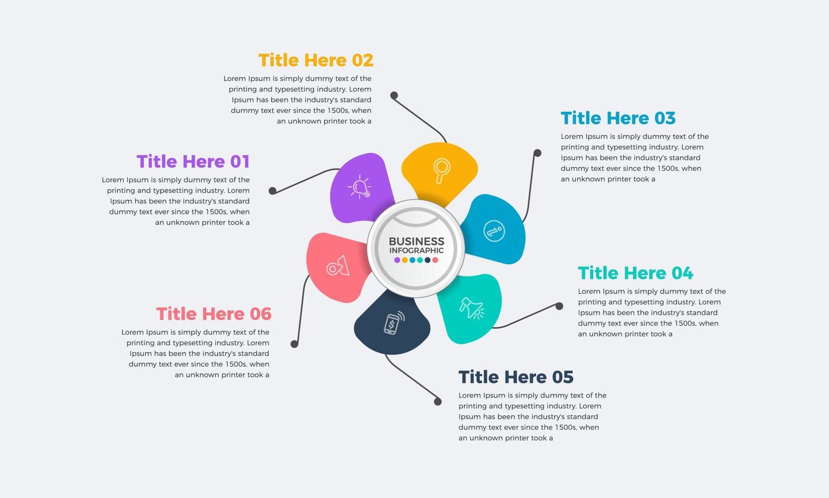 Business infographic template creative design with six or 6 steps for presentation, Modern Minimal infographic template design vector