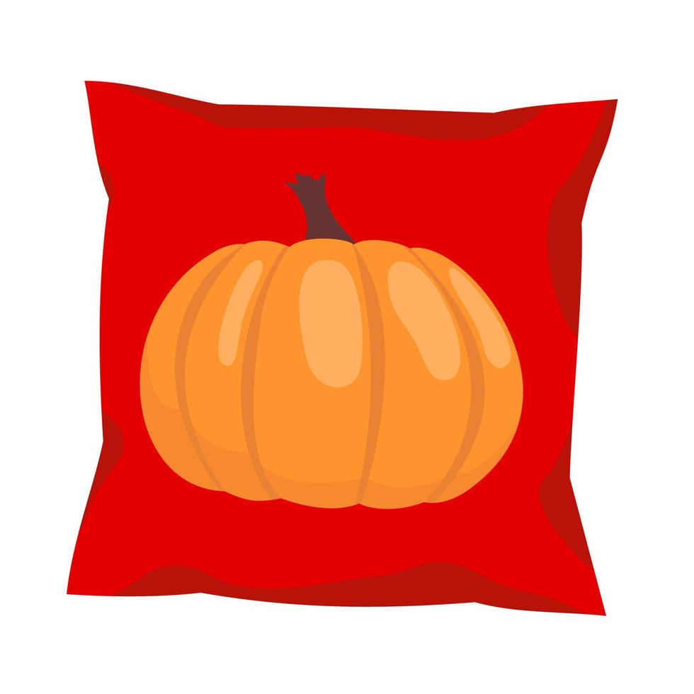 Pillow with pumpkin pattern. Pumpkin applique on a pillow. vector