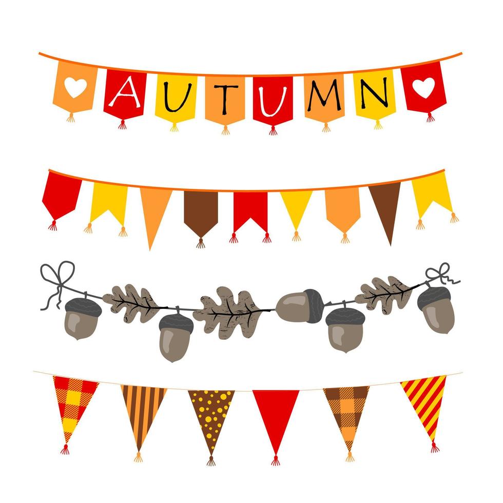 Autumn decorative garlands set. vector