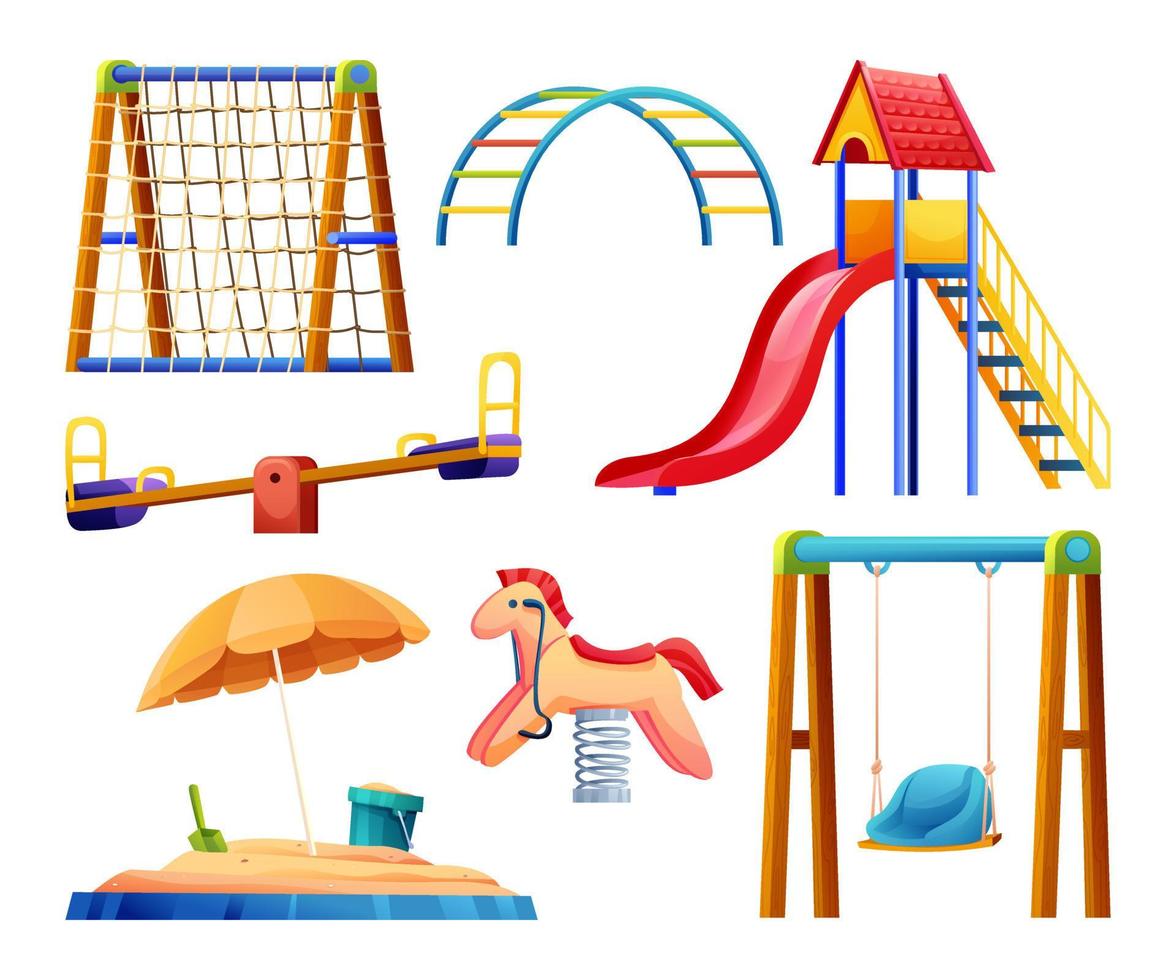 Set of kids playground equipment illustration isolated on white background vector