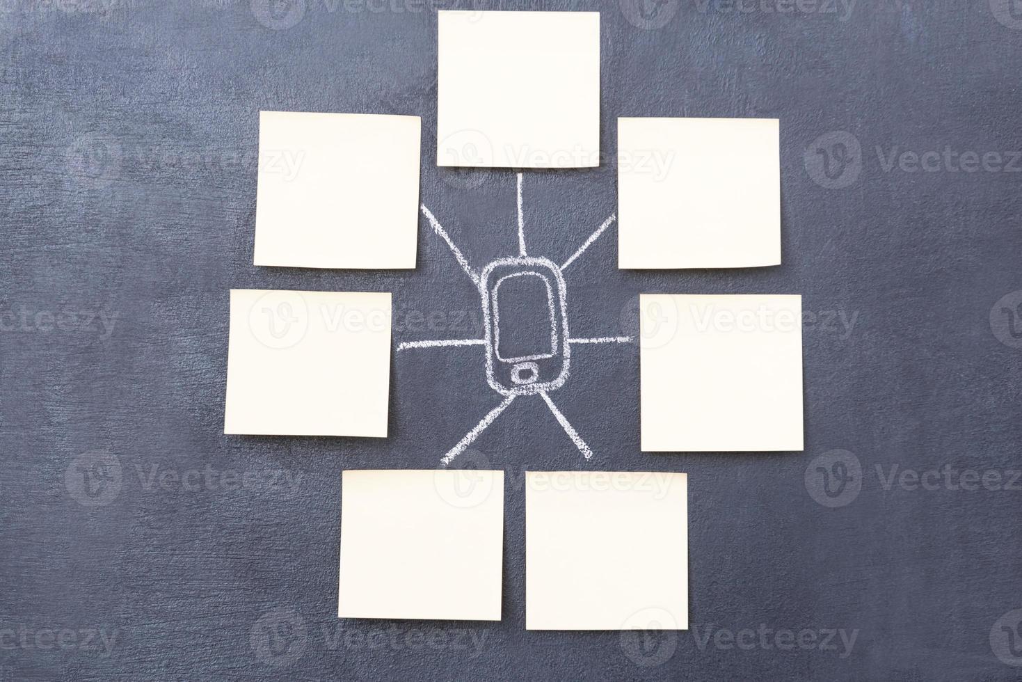 Multifunctional. Picture of group of reminder notes forming circle photo