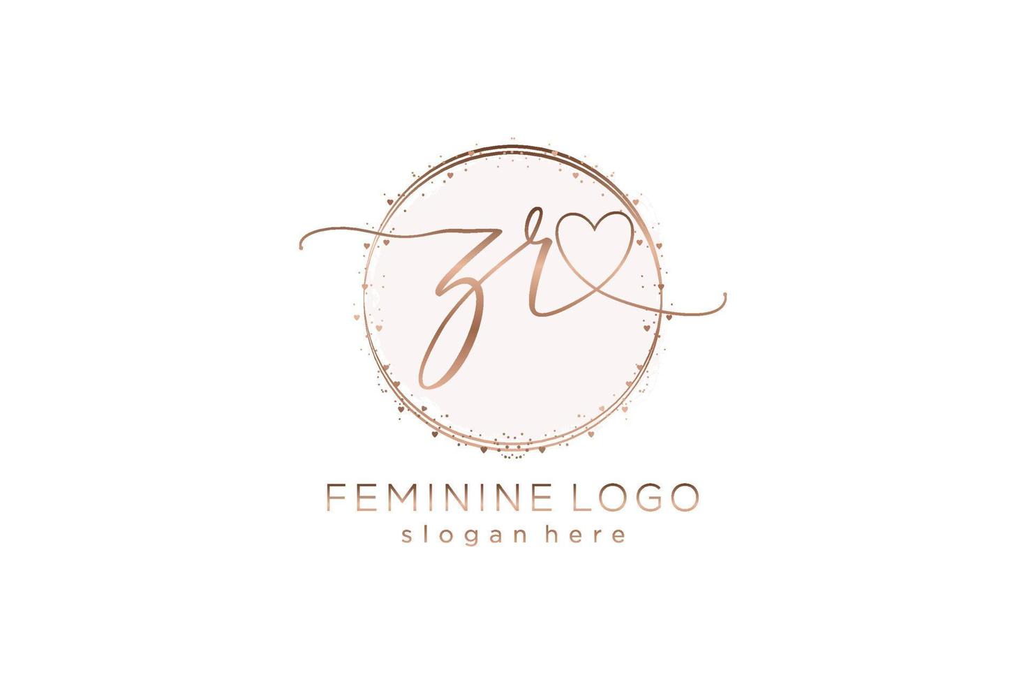 Initial ZR handwriting logo with circle template vector logo of initial wedding, fashion, floral and botanical with creative template.