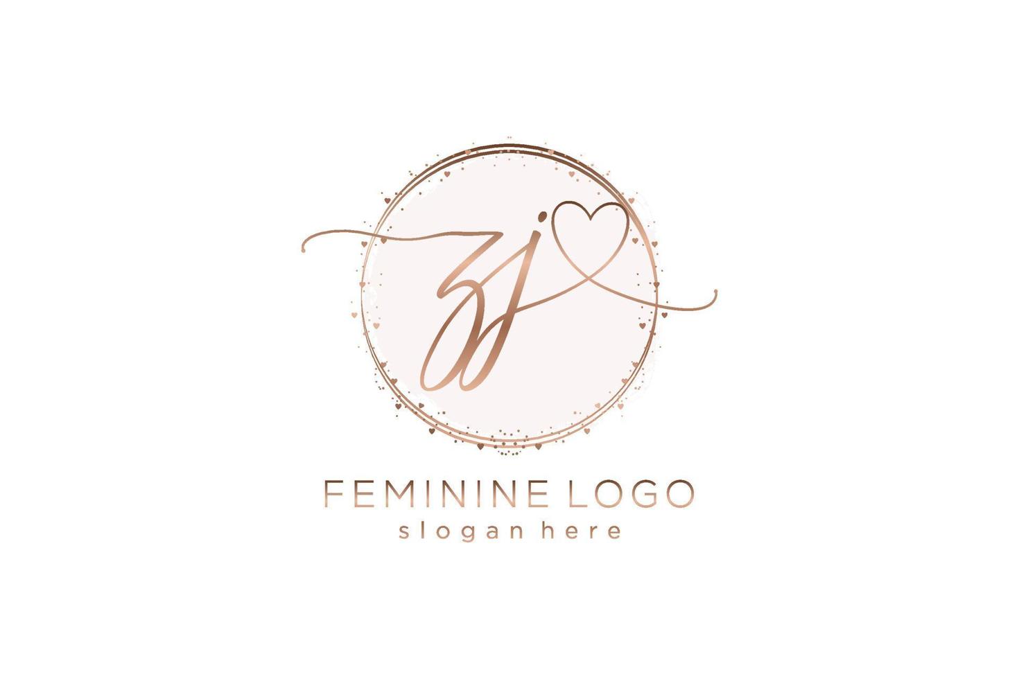 Initial ZJ handwriting logo with circle template vector logo of initial wedding, fashion, floral and botanical with creative template.